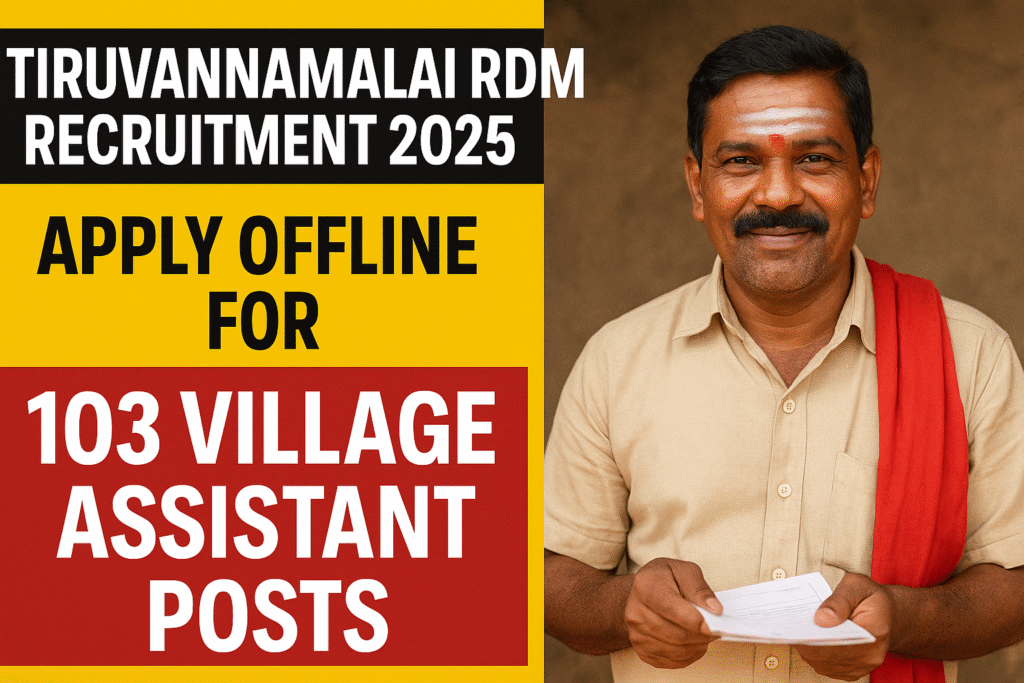 Tiruvannamalai RDM Recruitment 2025: Apply Offline for 103 Village Assistant Posts
